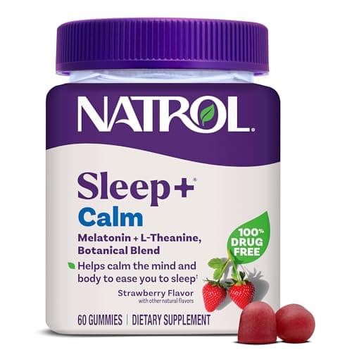 Natrol Sleep+ Calm Adults, Melatonin, L-Theanine, Strawberry, 60 Gummies