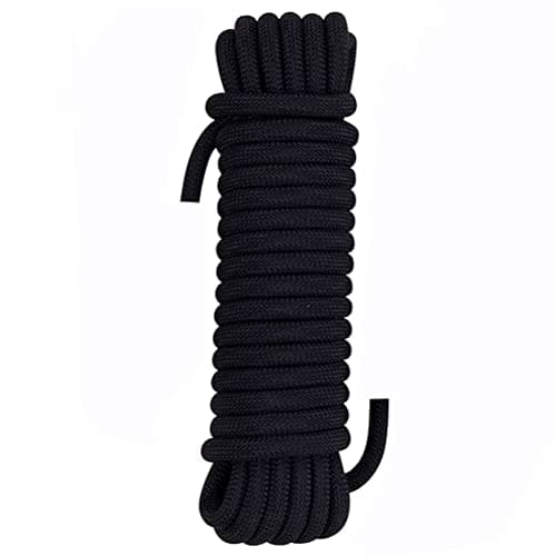 Aoneky Outdoor 10mm 65ft Static Utility Rope, Heavy Duty Polyester Rope for Pulling, Rigging, Tree Work & Hunting, Gym Fitness, 2000LB Tensile Strength, Black