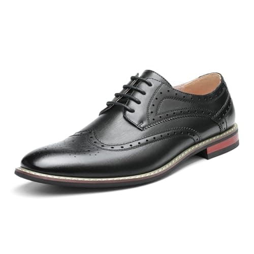 Bruno HOMME MODA ITALY PRINCE Men's Classic Modern Oxford Wingtip Lace Dress Shoes,PRINCE-3-BLACK,6.5 D(M) US