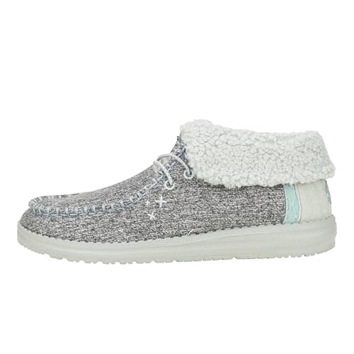 HEYDUDE Wendy Fold Brushed Cozy Grey Size 7, Women’s Shoes, Women’s Slip-on Loafers, Comfortable & Light-Weight