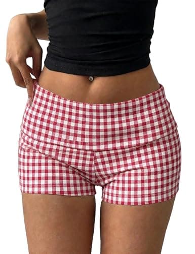 Rapbin Red Shorts Women 2026 Lounge Shorts Fold Over Skinny Pajamas Casual Pj Bottom Sleep XS
