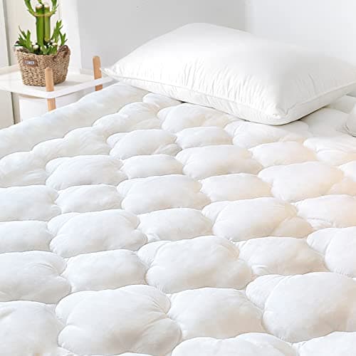 GRT Queen Size Mattress Pad Rayon from Bamboo, Extra Thick Quilted Fitted Mattress Topper with 21 Inches Deep Pocket, Cooling Mattress Pad, Breathable and Noiseless Mattress Cover