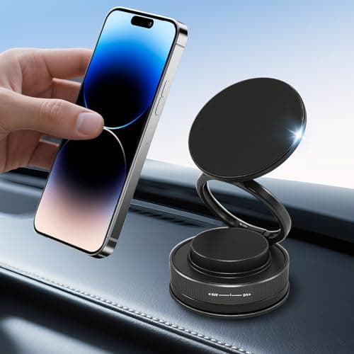 ZOOMKEY 360°Adjustable Vacuum Suction Bracket for Car Mount,Vacuum Magnetic Phone Holder,Cell Phone Holders for Your Car/Home/Travel,Suction Car Mount for iPhone 16/15/14/13/12/Android(Black)