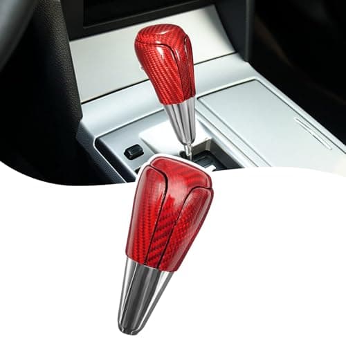 VKGUG Red Carbon Fiber Gear Shift Knob Shifter Compatible with Toyota Camry 2012-2017 Corolla 2014-2018 Rav4 2013-2017 Prius C 2012-2017 Yaris 2015-2017