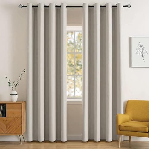 MIULEE Blackout Curtains for Bedroom Living Room Thermal Insulated Room Darkening Grommet Top Solid Light Blocking Drapery Set of 2 Window Panels 52 x 72 Inches Natural