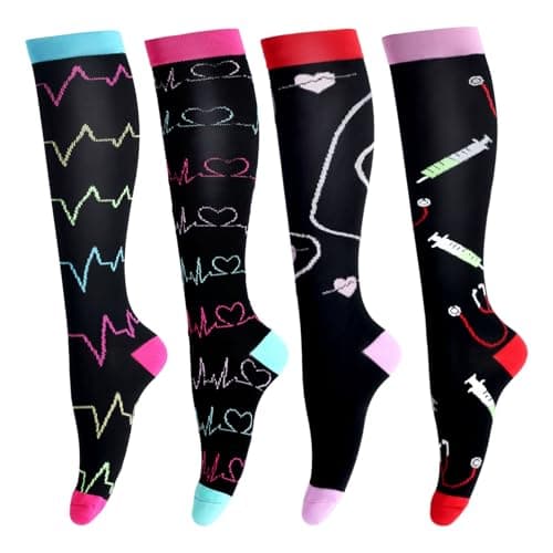 LEOSTEP Compression Socks for Women & Men Circulation,Long Stockings Support for Nurses, Pregnant, Hiking, Riding, Running
