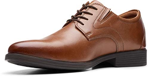 Clarks Men's Whiddon Plain Oxford, Dark Tan Leather, 7.5 Medium US