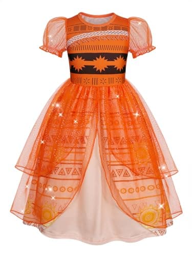Marendyee Princess Dress up for Girls Halloween Costume Outfit Sparkly Tulle Mesh Puff Sleeve Cosplay Fancy Dresses Christmas Gift Birthday