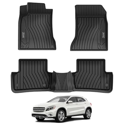 3W Floor Mats for Mercedes Benz GLA 2015-2020 250/45 AMG, TPE All Weather Custom Fit Floor Liner for Benz GLA Accessories 1st and 2nd Row Full Set Car Mats Easy Clean, Black