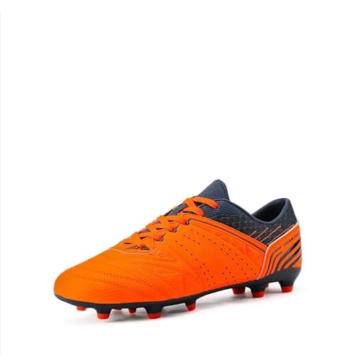 DREAM PAIRS Mens Sport Flexible Athletic Lace Up Light Weight Outdoor Cleats Football Soccer Shoes,Size 6.5,Orange/Navy,160859-M