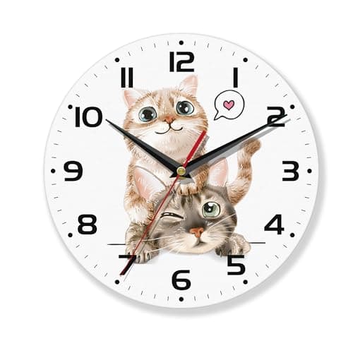 AZCXOIC Wall Clock for Bathroom,Funny Cats Wall Clocks Silent Non-Ticking Battery Operated Clock 10 Inch,Wall Clocks Decorative for Living Room,Kitchen,Office