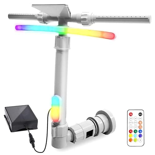 Pool Fountain with Lights for Above and Inground Pools, Dual-Layer Spray Solar Power Pool Waterfall Sprinkler Chiller Aerator, Water Fountain Swimming Pool Accessories (Light Gray)