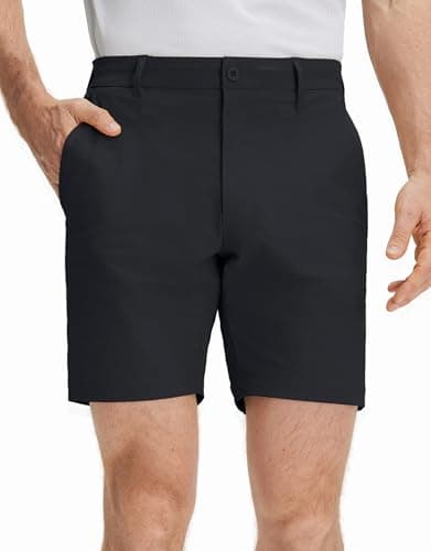M MAELREG Golf Shorts Men 7" Inseam Stretch Casual Flat Front Shorts with 5 Pockets Cotton Blend Mens Dress Shorts Black
