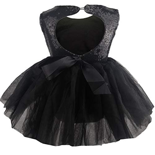 Toddler Girl Baby Lace Flower Sequin Tutu Dress Tulle Pageant Wedding Party Formal Girls Dresses Black 6-12M
