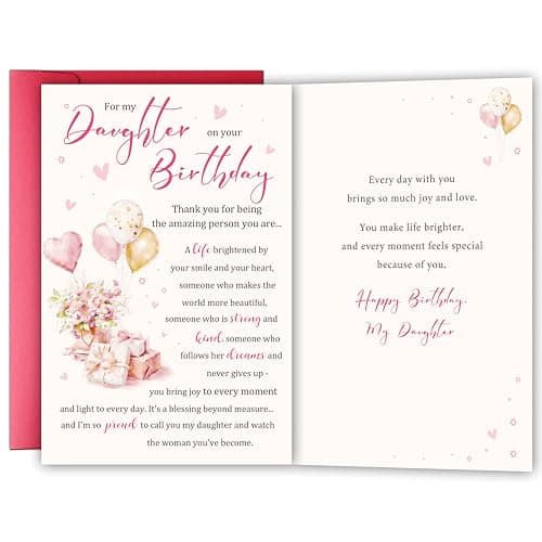 YIWANSIN Happy Birthday Card Gift for Daughter, Daughter Birthday Card Gift for Her from Mom Dad Parents