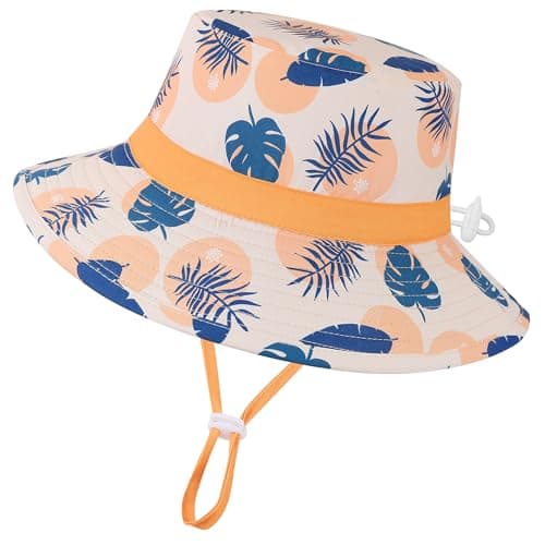 Outdoor Kids Sun Hat UPF 50+ Quick Dry Adjustable Bucket Hat Breathable Hawaii Summer Beach Hat (US, Age, 4 Years, 8 Years, Orange Hawaii)