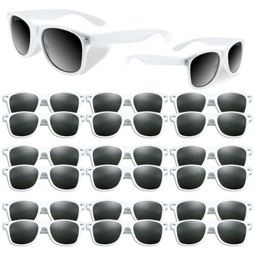 BOUBONI 10/20/40 Pack Kids Sunglasses Bulk Retro Party Favors for Wedding Beach Summer Pool Party Supplies Goodie Stuffers (20, White)