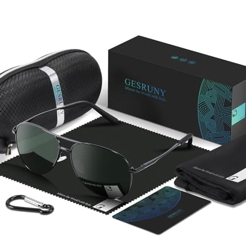 gesruny Polarized Aviator Sunglasses for Men Women - Classic Shades Retro Sun Glasses Driving Lightweight UV Protection