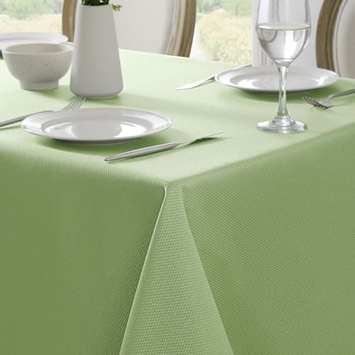 Softalker Sage Green Tablecloth Rectangle, Jacquard Weaved Texture Pattern Spring Tablecloth, Waterproof Wrinkle Free Washable Table Cloth for Outdoor Party Dinner - 52 x 70 Inch