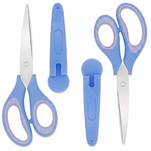 2-Pack 6.3-inch Blue Comfort Grip Scissors for Office, Crafts & School - Ultra Sharp Blades, Durable, Ideal for Kids & Adults Yard, Patio, Garden Cleaning
