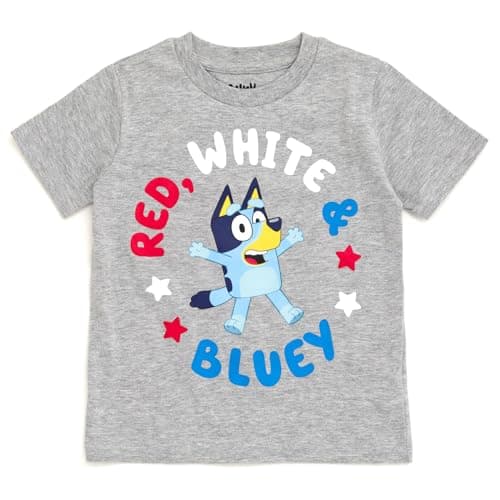 Bluey July 4th Toddler Boy Girl T-Shirt Gray / 4Th of 5T
