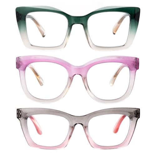 OuShiun 3 Pack Reading Glasses for Women Men, Fashionable Computer Readers with Spring Hinge, Stylish Multi-Style Combination(MIX3 +1.0)