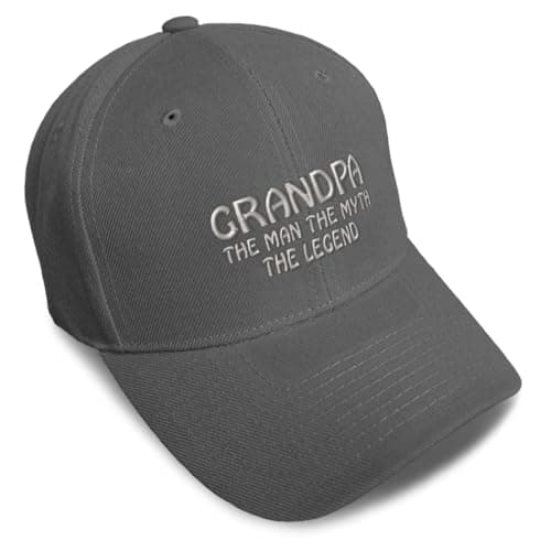 Baseball Caps for Men & Women Embroidered Grandpa Man Myth Legend Grandfather Pops Ladies & Men Baseball Hats Acrylic Dark Grey Design Only