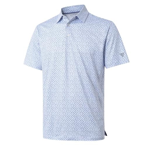 Men's Golf Shirts Dry Fit Short Sleeve Print Performance Moisture Wicking Patterned Polo Shirt for Men Blue Loop Chain