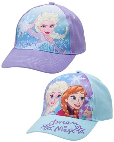 Disney Girls' Frozen Baseball Cap - 2 Pack Princess Elsa and Anna Curved Brim Strap Back Hat (2T-7), Size 4-7 Years, Frozen Dream 2 Pack