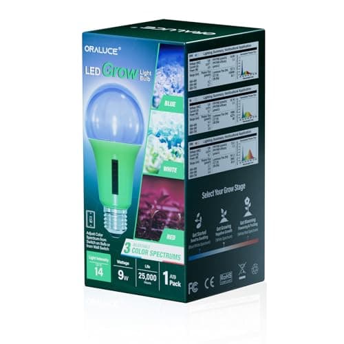 ORALUCE Grow Light Bulb 4 Modes for Indoor Plants Full Stage, 1 Pack