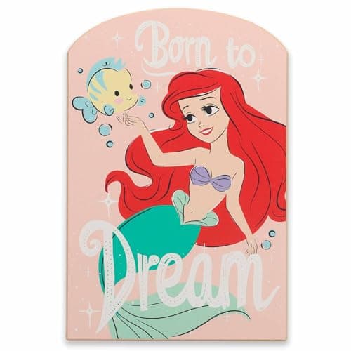 Open Road Brands Disney The Little Mermaid Born to Dream Wood Wall Decor- Beautiful Ariel Wall Art for Kids' Bedroom or Nursery