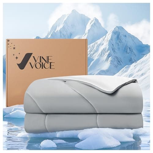 Vine Voice Cooling Blanket, Cooling Comforter for Hot Sleepers - Twin/Twin XL Soft Cooling Blanket, Double-Sided Cold Blanket for Night Sweats Lightweight Comforter (68''x90'', Silver Gray)