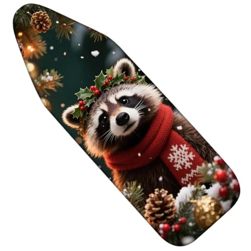 Nuxovilar Ironing Board Covers Winter Raccoon Pattern Polyester 15x54 Inches, Ironboard Cover Pad, Cover for Ironing Board for Kitchen, Game Room, Chalet