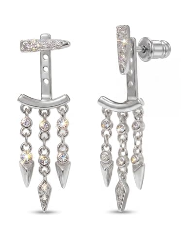 MUMREUES Silver Stud for Women for Women Trendy Cute Jacket Stack Earrings