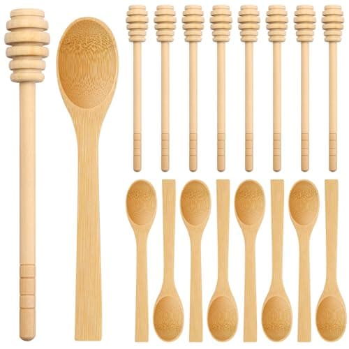 Honey Dipper Sticks- Wooden Honey Dipper, 3 Inch Mini Honeycomb Stick for Christmas Halloween Party Favors (16)