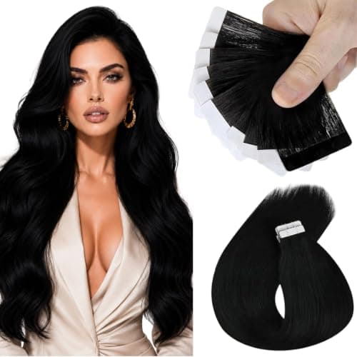Sunny Hair Jet Black Tape in Hair Extensions Real Human Hair