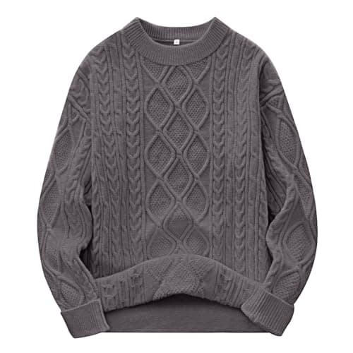 ANRABESS Women Oversized Chunky Cable Knitted Vintage Sweater 2026 Fall Winter Outfits Nutmeg Small
