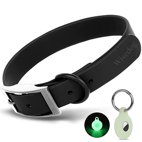 Wisedog Waterproof Dog Collar: Multiple Adjust 7" to 23.6", Soft Rubber Coated Webbing and Easy to Clean for Small Medium Large Dogs (S|8.5"-12.5" × 4/5 in, Black)
