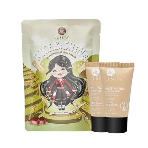 Luseta Rice Water Shampoo and conditioner Set Strengthening & Nourishing Revitalizes Shine for All Hair Types Hydrating & Frizz Control for Women and Men 1.01oz*2