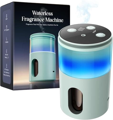 Pmsusoow Waterless Essential Oil Diffuser: 𝟗 𝐂𝐨𝐥𝐨𝐫𝐬 𝐋𝐄𝐃 Scent Diffuser for Home&Car&Office - Portable Diffuser with 48H Battery, 4 Timers & 3 Mist Levels, Light Green