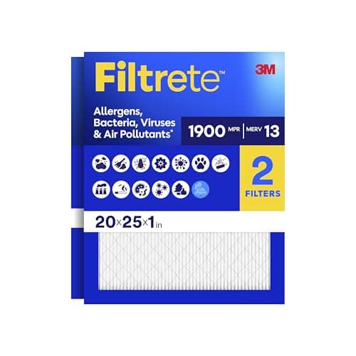 Filtrete 20x25x1 Air Filter, MERV 13, MPR 1900, 2 HVAC Filters