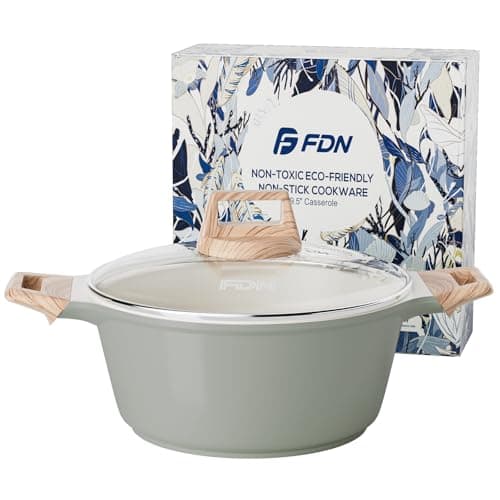 FDN Titanium Ceramic Cooking Pot with Lid, Pfos & Pfoa Free Nonstick Stock Pot, Large Soup Pot, Big Pots for Cooking, Multipurpose Cookware, Ollas Antiadherentes Para Cocinar, Cacerolas, Grey