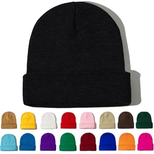 ZOORON Beanie for Women Men Ski Watch Cap Cuffed Plain Skull Knit Hat Soft Fisherman Winter Hat Black