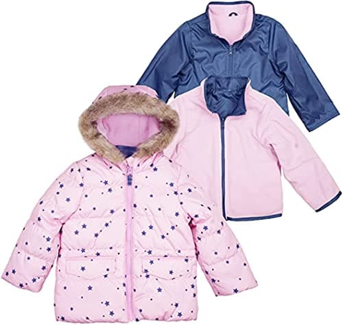 OSHKOSH B'GOSH Baby Girls' 4 in 1 Heavyweight Systems Jacket (8, Pink Star)