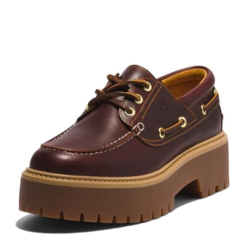Timberland Women's Stone Street Platform Boat Shoe, Rootbeer, 10 Medium