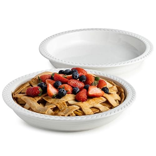 Cormomu 11 inch Pie Pan - 2PCS Round Baking Dish, Porcelain Pie Plate