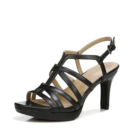Naturalizer Womens Baylor Strappy High Heel Dress Sandal Black Smooth 8 M