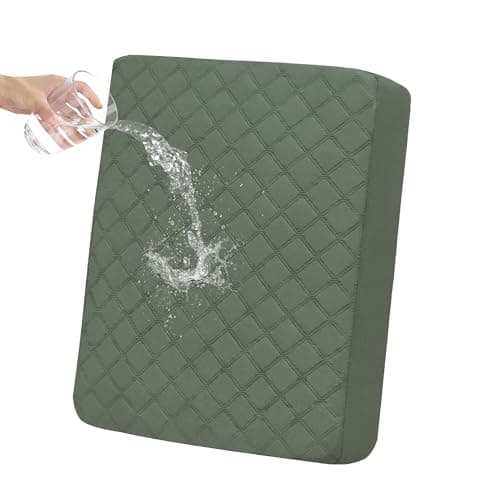 Easy-Going Waterproof Oversized Chair Cushion Covers, Non-Slip Leakproof Sofa Seat Cushion Slipcovers, Quilted and Stretch Furniture Protector (1-Piece Oversized Chair Cushion, Grayish Green)