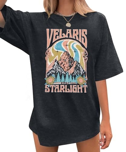 Acotar Velaris Shirts Women Oversized City of Starlight Shirt Book Fan Gift Casual Short Sleeve Tee Black