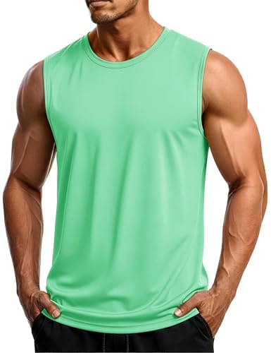 MAGCOMSEN Men's Tank Tops Undershirt Gym Muscle Shirt Sleeveless SPF Shirts Active Workout Tank Tops Quick Dry Mint Green S